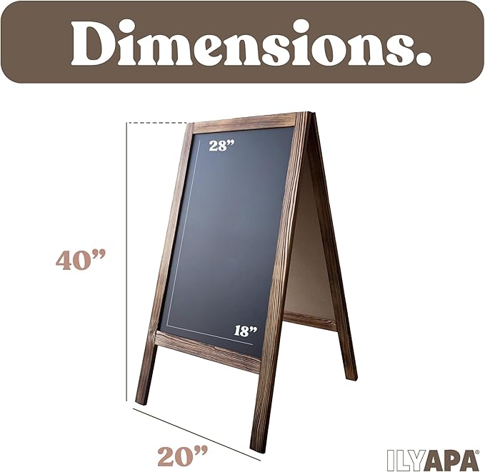 Ilyapa Wooden Sandwich Board Signs Outdoor A Frame Chalkboard Sign - Image 2
