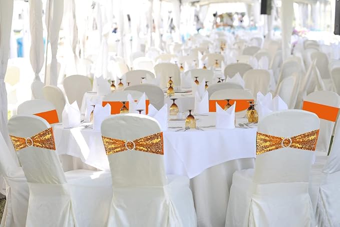 Chair Sashes Sequin Stretch Chair Bands Spandex Polyester Bows - Image 5
