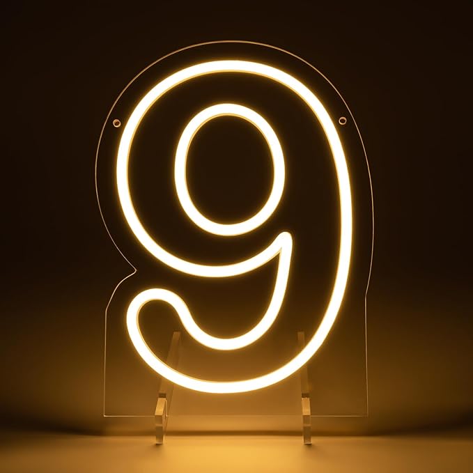 Number 9 LED Neon Sign Backdrop Birthday Party Decoration, 11.3" Height Warm - Image 4