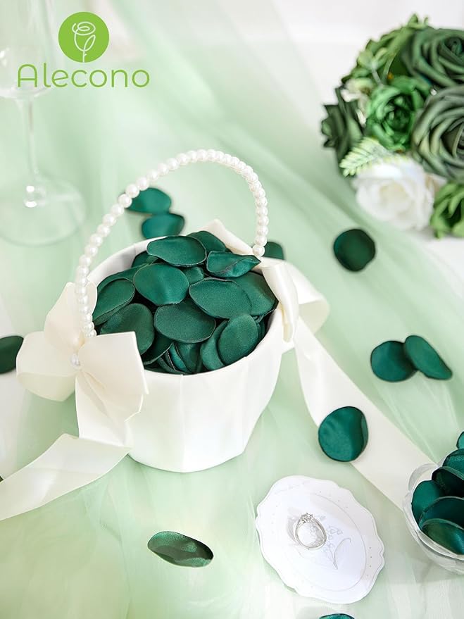 Alecono 600Pcs Silk Rose Petals, Fake Dark Green Petals - Image 6