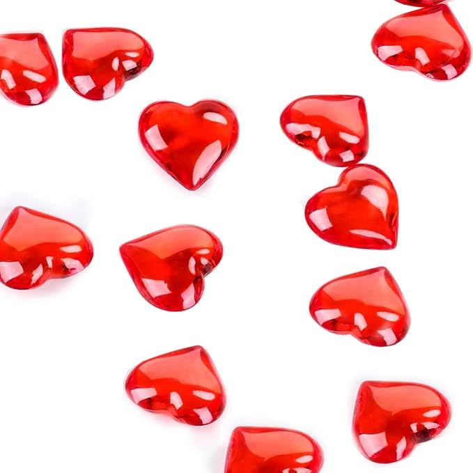 200pcs 3D Red Acrylic Heart Decorations, 22 mm Acrylic Hearts Shaped Decor - Image 4
