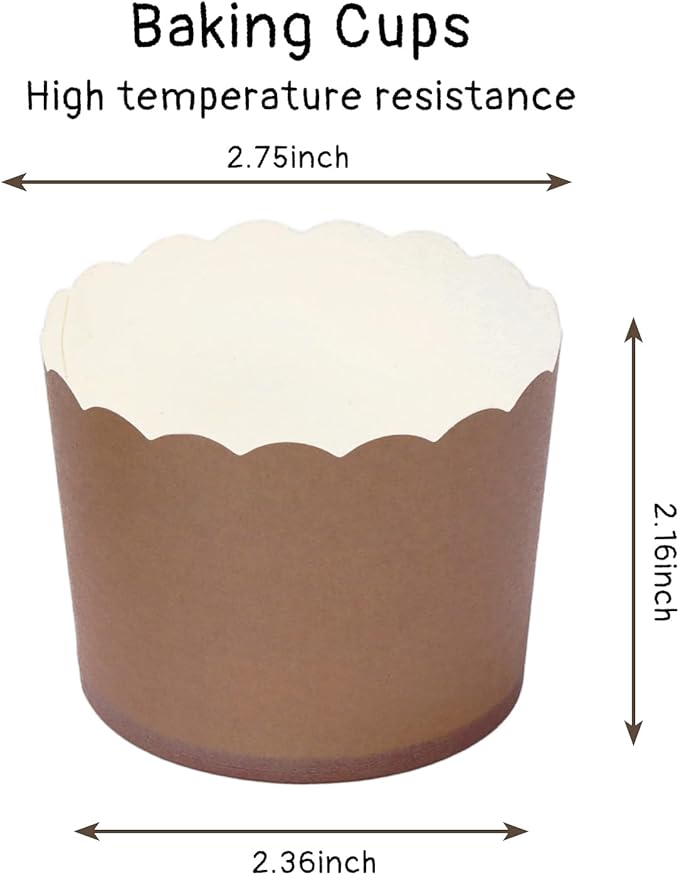 Whaline 120Pcs Brown Paper Baking Cups Scalloped Edge Cupcake Wrappers Gradient - Image 2