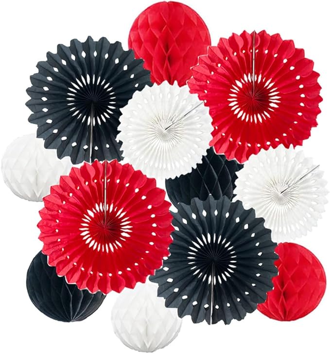 12pcs 6’’ 8’’ Honeycomb Balls Tissue Paper Fans Party Honeycomb Ball Fans Wall by Yangeey