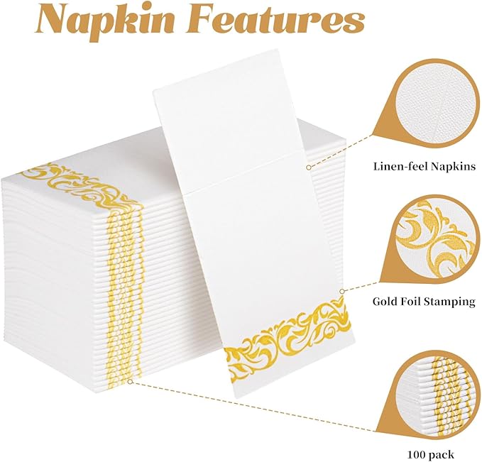KAMMAK White Dinner Paper Napkins - Image 2