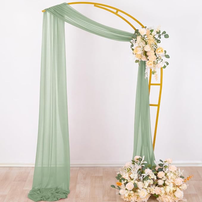 Socomi Sage Green Sheer Wedding Arch Draping Fabric 29" x 20Ft 1 Panel Outdoor - Image 3