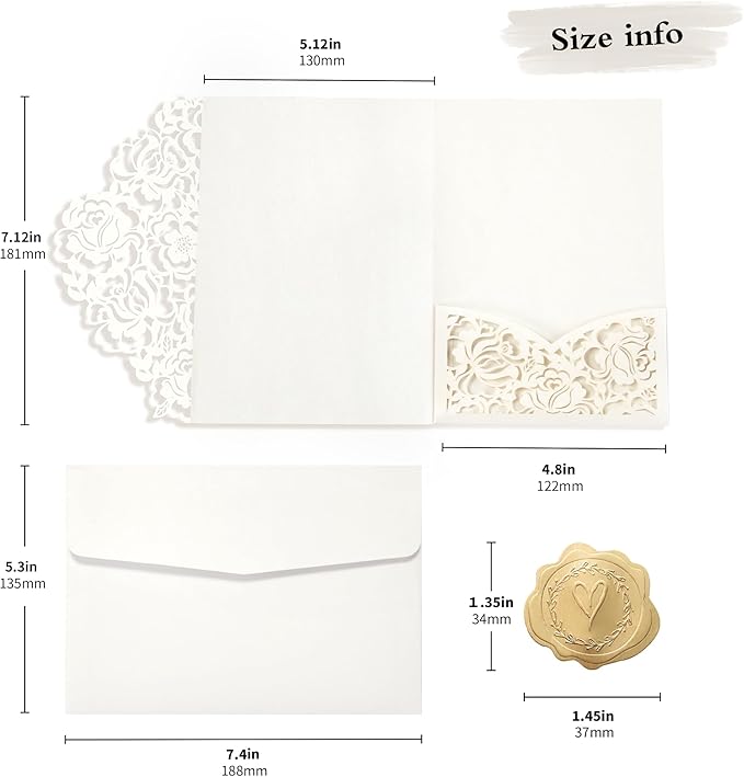 DORIS HOME 50pcs Laser Cut Wedding Invitation Pockets - Image 2