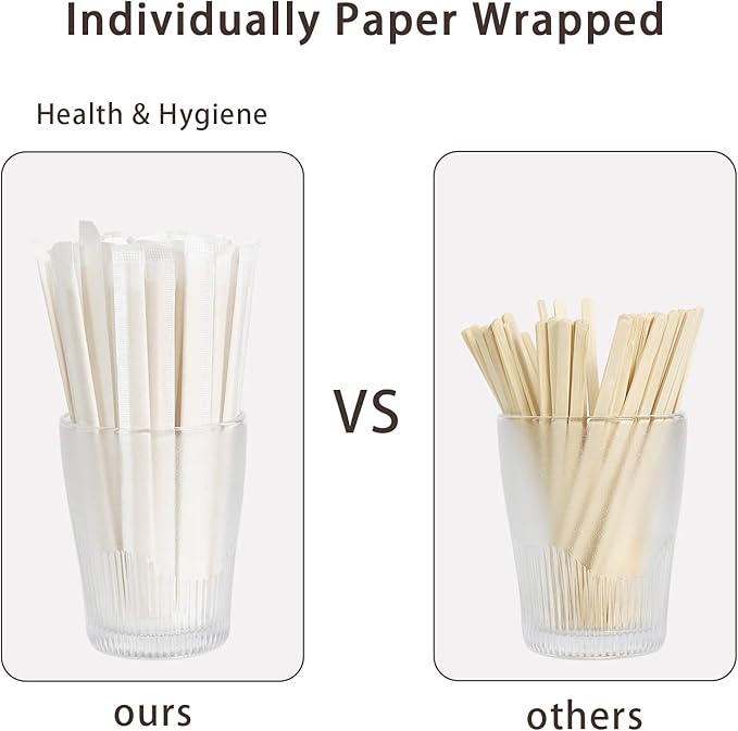 Bamboo Coffee Stirrers Individually Wrapped 500 Count, 7 inch Coffee Stir Sticks - Image 3