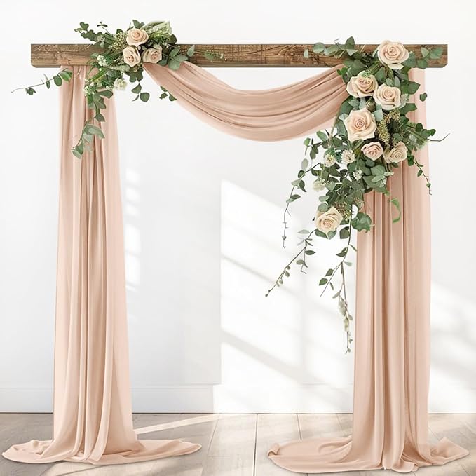 Nude Fall Sheer Elegant Arch Draping Fabric Outdoor 1 Panel 29" × 20Ft Sheer - Image 2