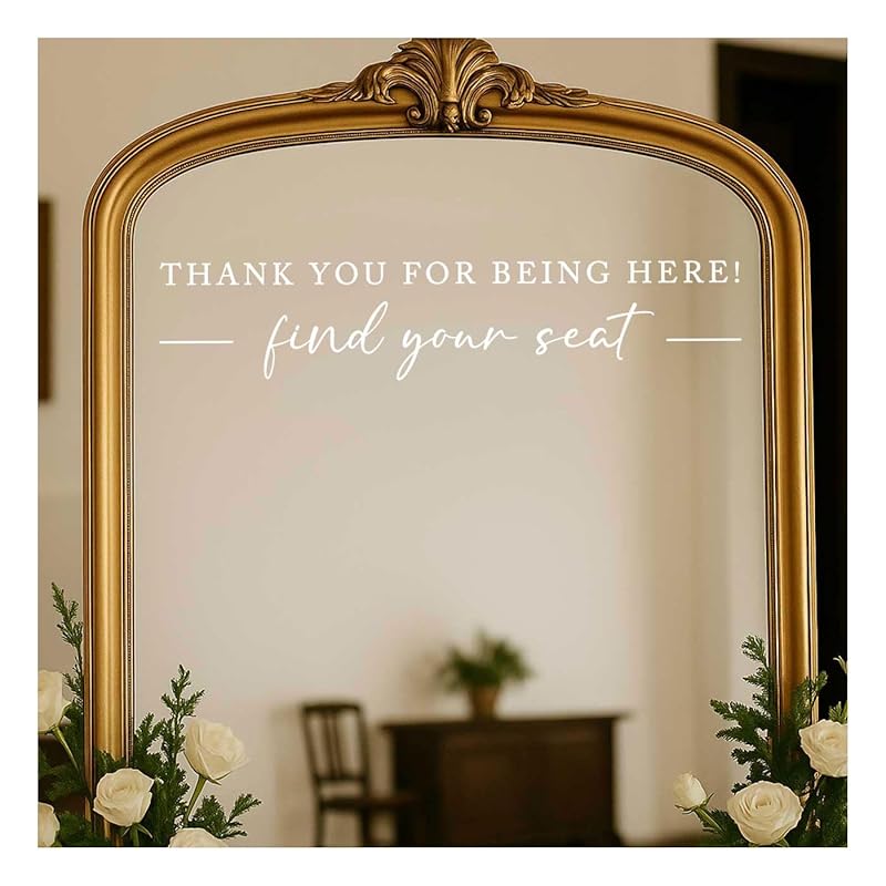 Seating Chart Sign, Wedding Mirror Decal, Thank You by Japrex