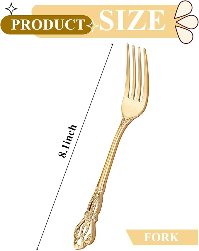 30PCS Gold Plastic Forks - Image 2