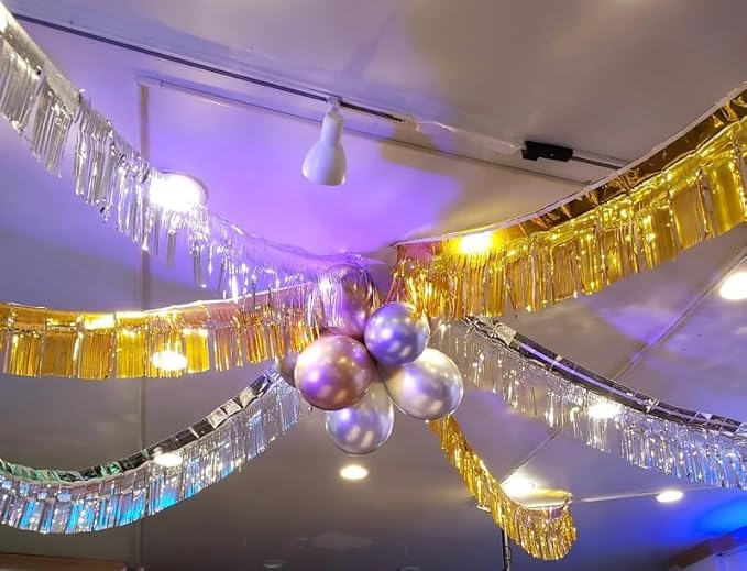 Thick 10 Feet by 15 Inch Black Foil Fringe Garland - Image 9