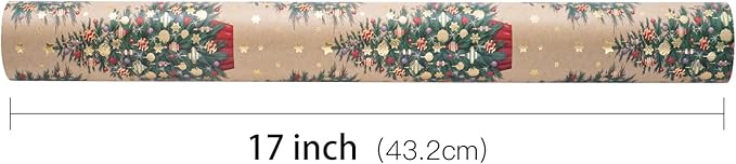 RUSPEPA Kraft Christmas Wrapping Paper Roll, Mini Roll, Elegent Kraft Gift Wrap - Image 5