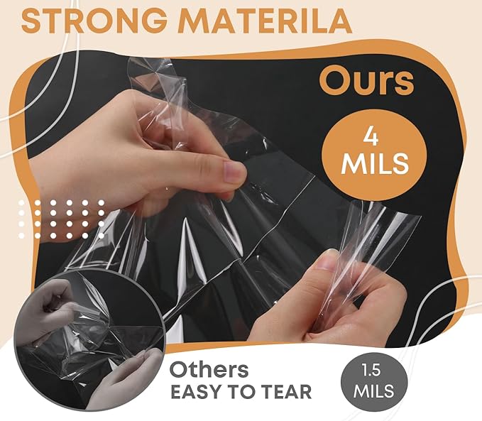 SUREHOME Cellophane Bags, 100 Pack Clear Gift Bag Cellophane Treat Bags - Image 7