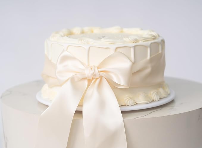 Light Champagne Satin Ribbon 2.5 Inch Double-Faced Polyester 25 Yards Ribbons - Image 5