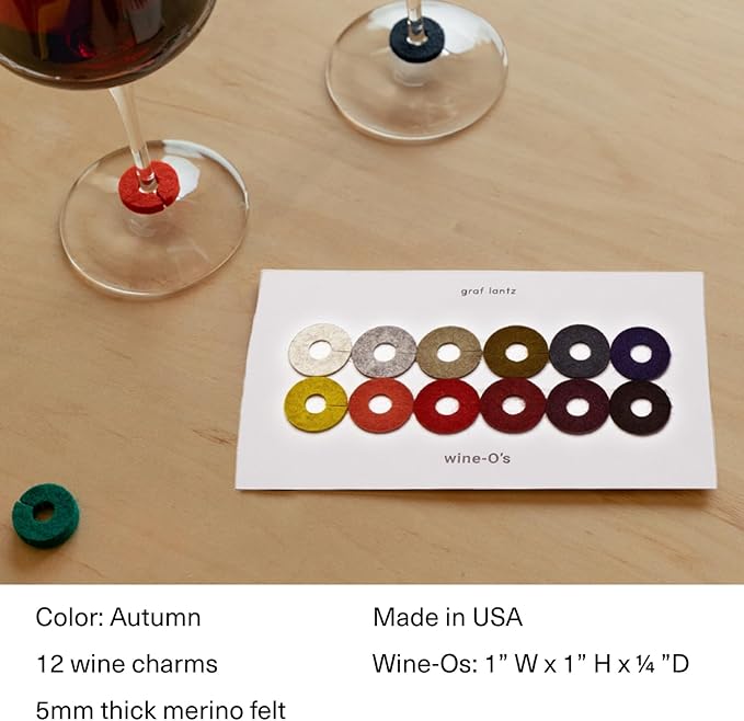 Graf Lantz - Wine-O's Merino Wool Wine Glass Charms 12 Count - Drink Markers - - Image 4