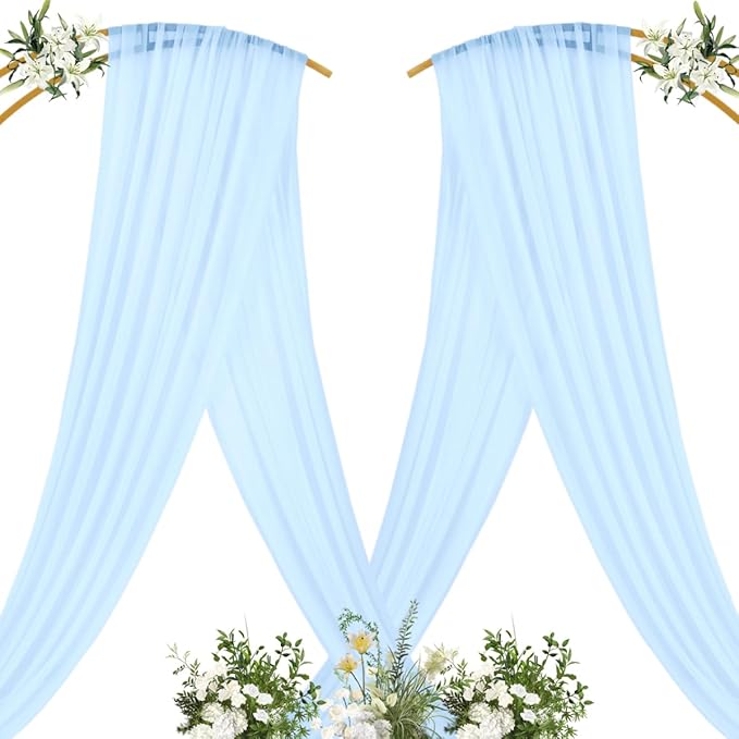 MLMC Baby Blue Wedding Arch Draping Fabric 1 Panel 29" x 20 FT Extra Long Gauze - Image 4