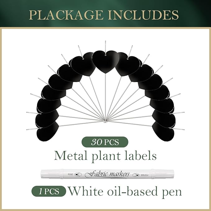 30-Pack Iron Metal Heart Shaped Garden Markers Weatherproof Metal Plant Labels - Image 7