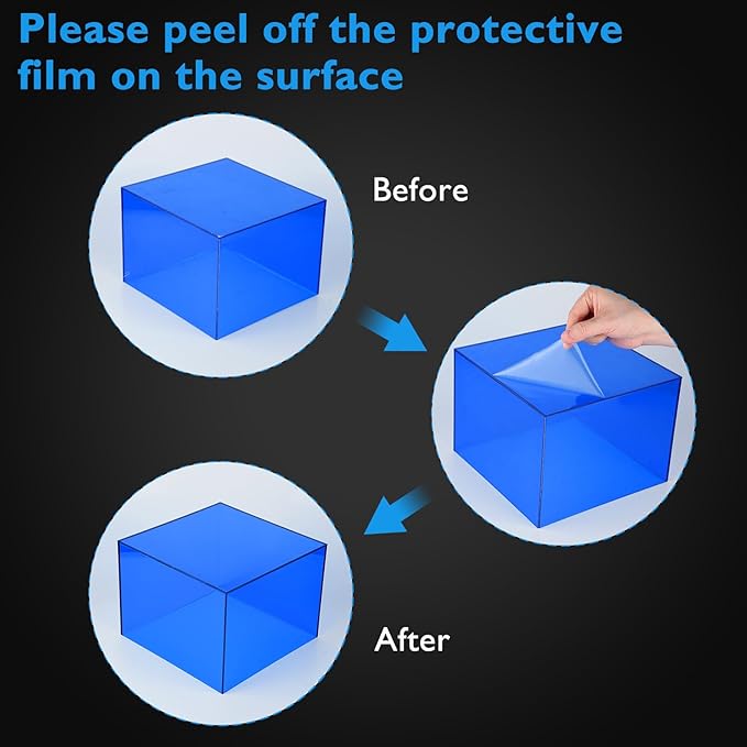 3Pcs Blue Buffet Risers Acrylic Boxes Display Food Risers - Image 3