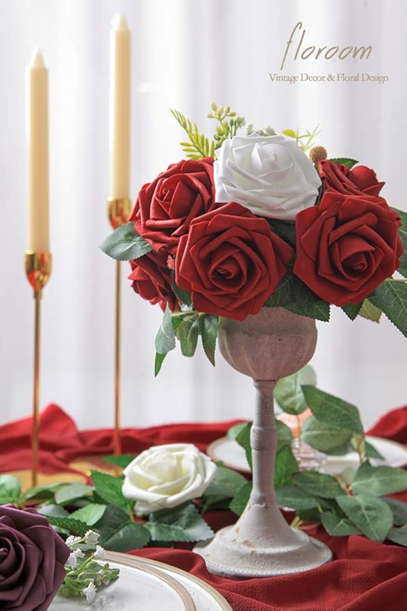 Floroom Artificial Flowers 25pcs Real Looking White Foam Fake Roses - Image 7