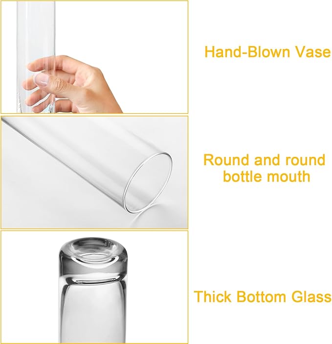 12 Pack 7 Inch Glass Cylinder Bud Vases - Image 3