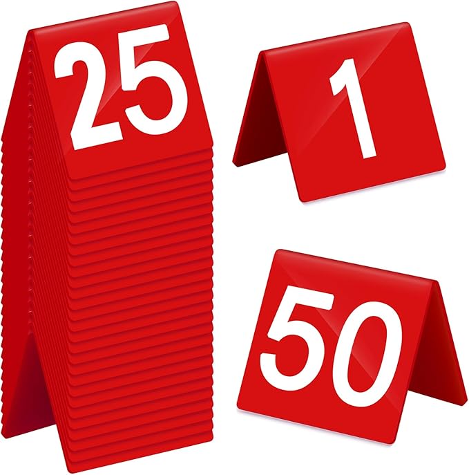 Tuanse Table Numbers 1-50 Acrylic Double Side Numbered Table Tents Restaurant by Tuanse