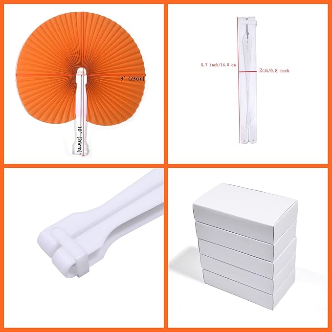 12 Packs Decorative Paper Folding Hand Fans Handheld - Image 2