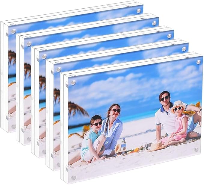 5 Pack Acrylic Picture Frame 5x7 Clear Double Sided Magnetic Picture Frameless by JUOIFIP