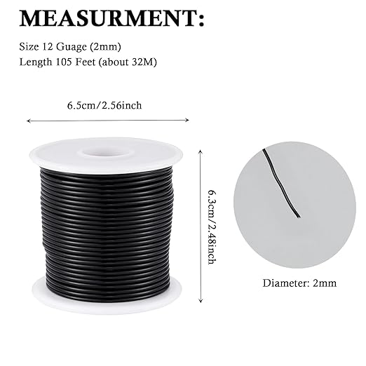 12 Gauge Black Aluminum Craft Wire - Image 3