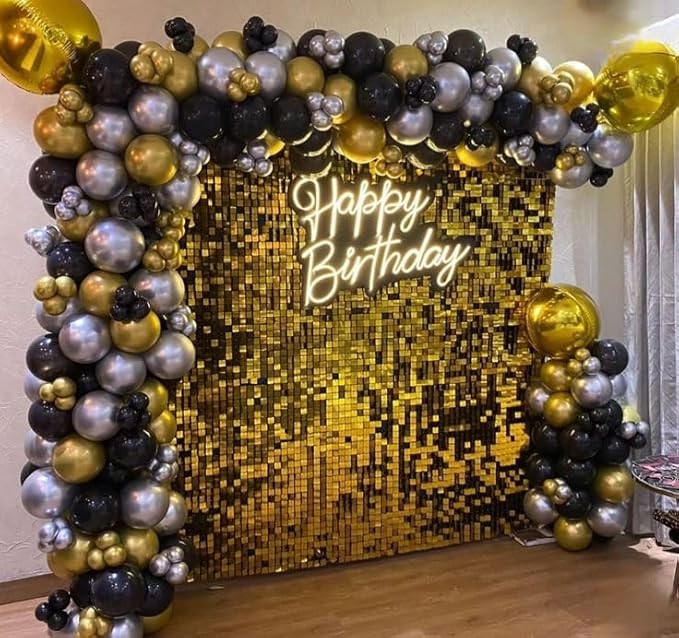 Qcity Gold Shimmer Wall Backdrop 36PCS, Square Sequin Glitter Backdrop Panel - Image 6