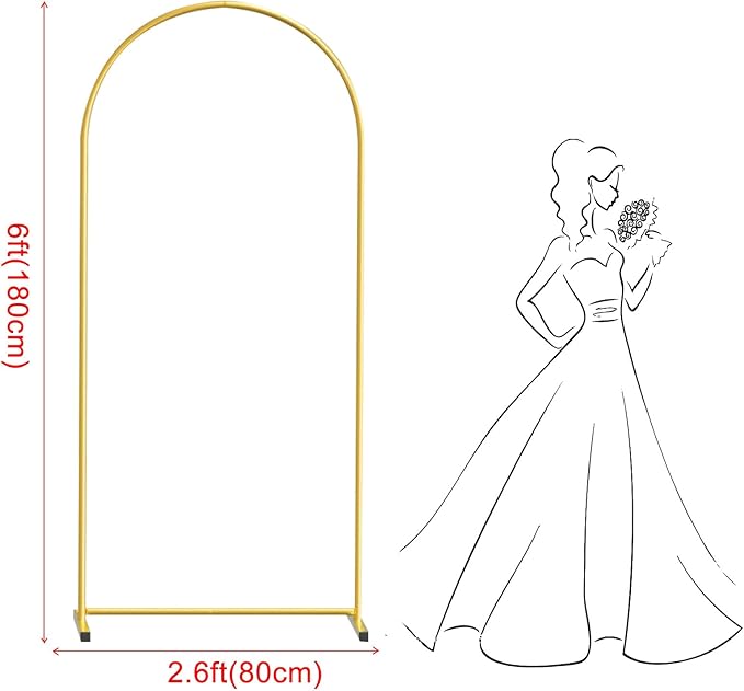 6FT Gold Metal Arch Backdrop Stand, Square Balloon Arch Stand Wedding Frame - Image 2