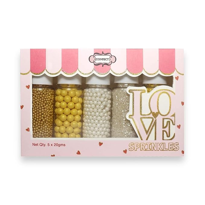 Confect Cake Decorating Sprinkles | Edible Pearl Mix Gold Yellow & White by CONFECTTHECAKEDECORATINGCO