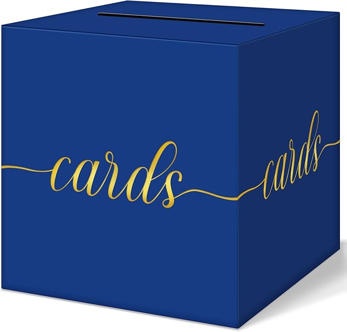 QIKSION Blue Graduation Card Box, Graduation, Wedding Reception, Baby Shower by QIKSION