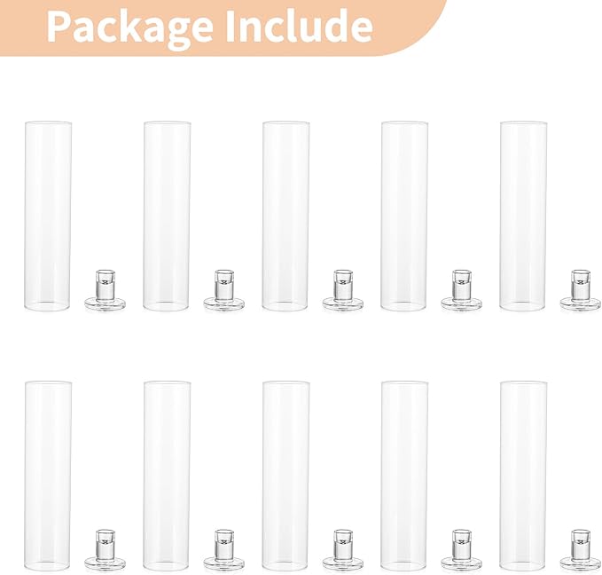 NUPTIO Taper Candle Holders Glass: Set of 10 Hurricane Candlestick Holder Bulk - Image 7