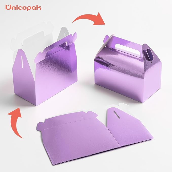UnicoPak 30 Pack Glossy Purple Gable Treat Boxes, Party Favor Boxes, Gift Boxes - Image 5