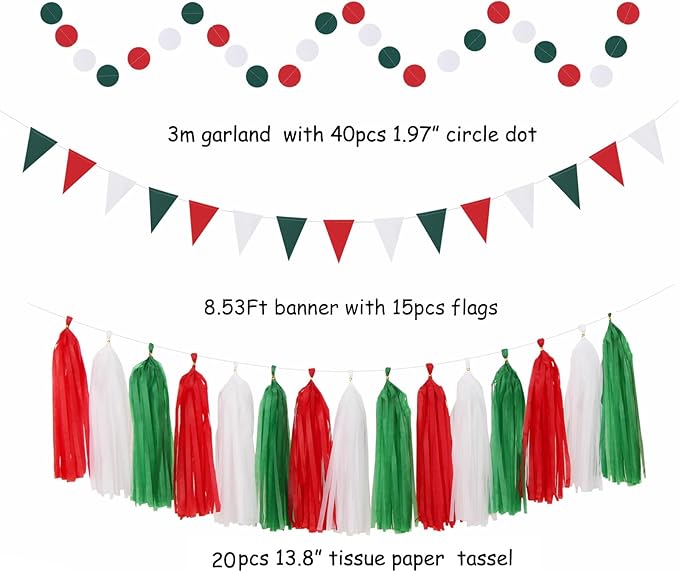 Red-Green White Christmas Party-Decorations - Image 3