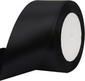 Black Solid Satin Ribbon 2 Inch 25 Yards Solid Polyester Fabric Ribbon by Riunbb