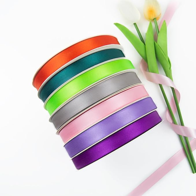 5/8 Inch 100 Yards Satin Ribbon Silver, Solid Color Fabric Ribbon - Image 9