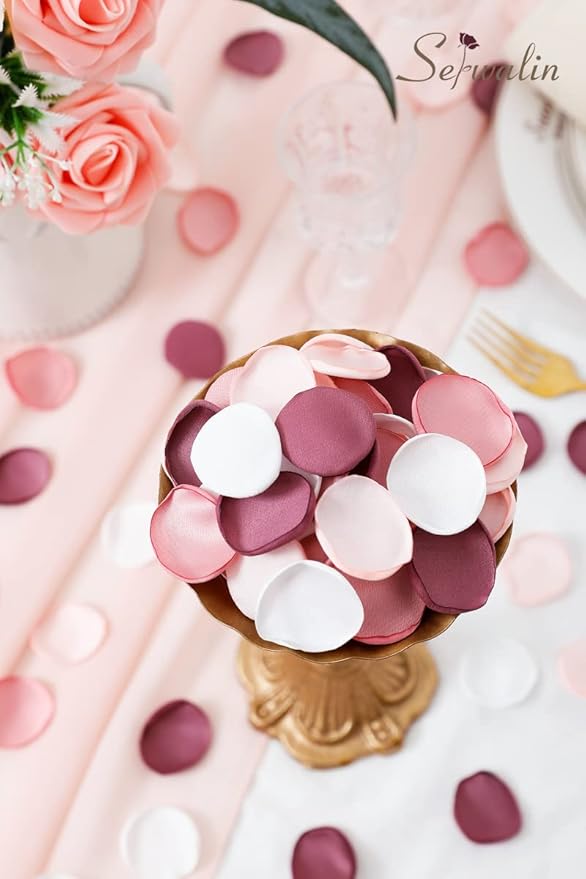Serwalin 500Pcs Silk Pink Rose Petals Flower Petals - Image 2