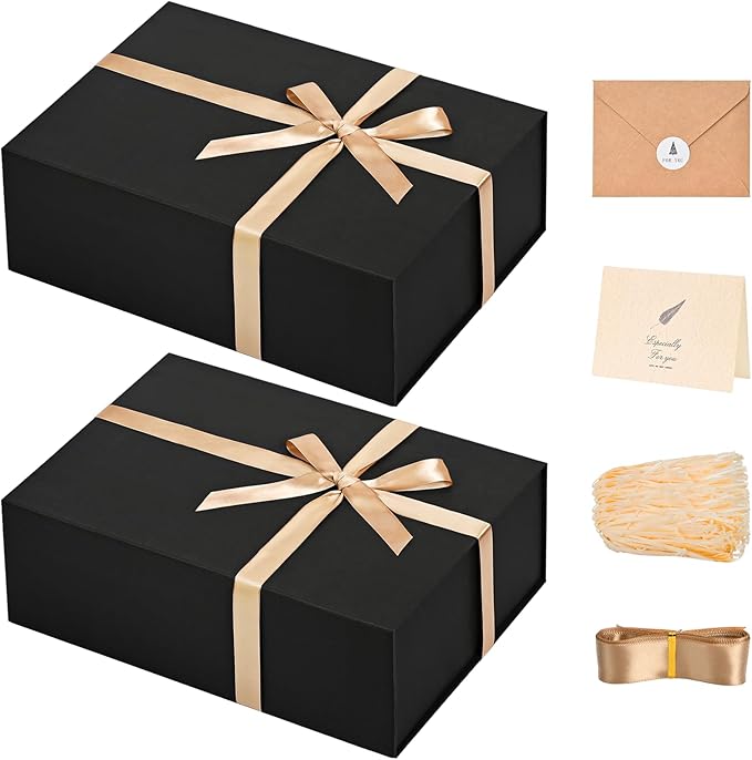 LIFELUM Magnetic Gift Boxes 2 Pack 13.5 x 10 x 4 Elegant Graduation Gift Boxes by LIFELUM