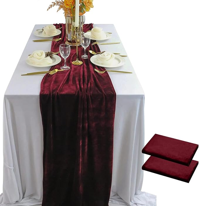 Luxurious Velvet Table Runner, 10ft Wedding Reception Decorations, 20x120inch by EHLDekol