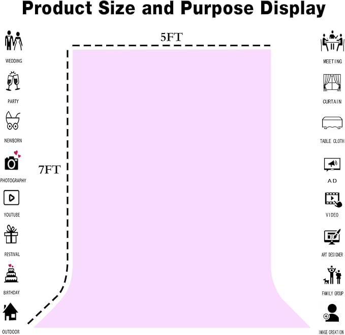 Light Purple Portrait Backdrop 8x10ft Zoom Meeting Photo Studio Shooting Props - Image 3