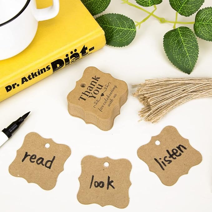 SallyFashion 150 PCS Thank You Brown Gift Tags - Image 5