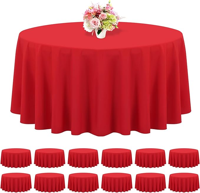 12 Pack Round Tablecloths 120 Inch, Stain and Wrinkle Resistant Washable Fabric by REWOMC