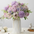 LESING Artificial Peony with Vase Silk Flowers Bouquets Fake Hydrangea Bulks by LESING