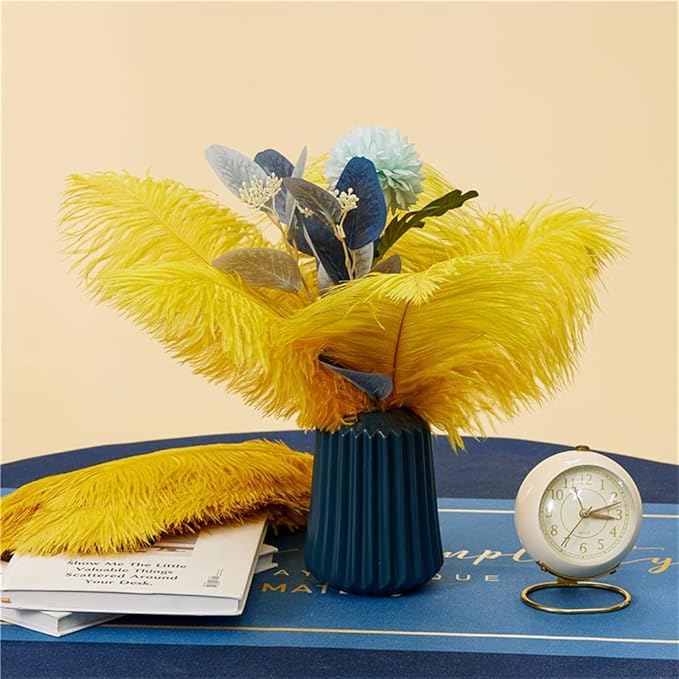 NEWONG 30pcs Gold Ostrich Feathers Natural Bulk 9-12inch Vase Craft Wedding - Image 7
