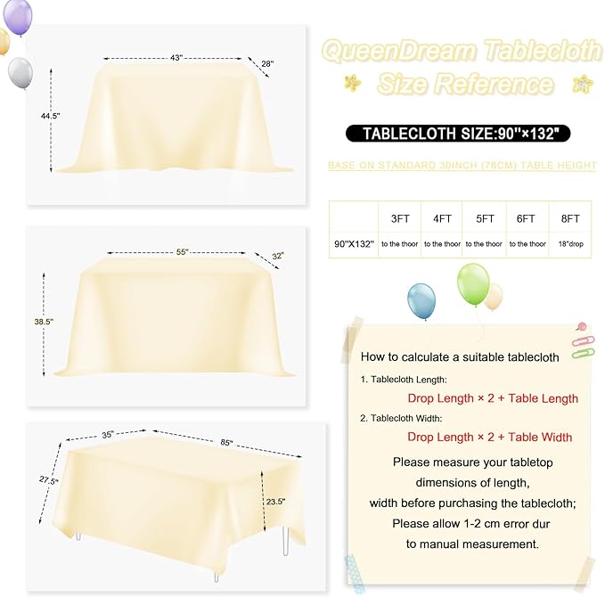 QueenDream Light Gold Sequin Decorative Party Tablecloth: Large Shimmer Dessert - Image 7