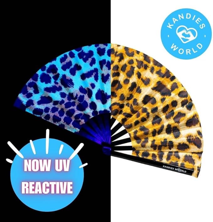 Kandies World UV Reactive Custom Festival Folding Hand Fan - Image 4