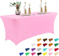 IVAPUPU 4FT Table Cloth for Rectangular Fitted Events Stretch Pink Table Covers by IVAPUPU