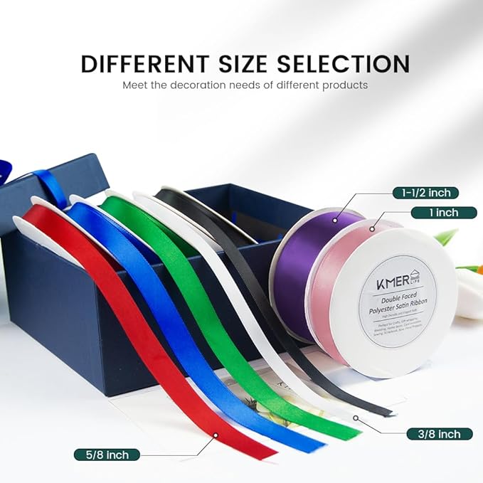 5/8 inch Double Faced Polyester Emerald Green Satin Ribbon - Image 2