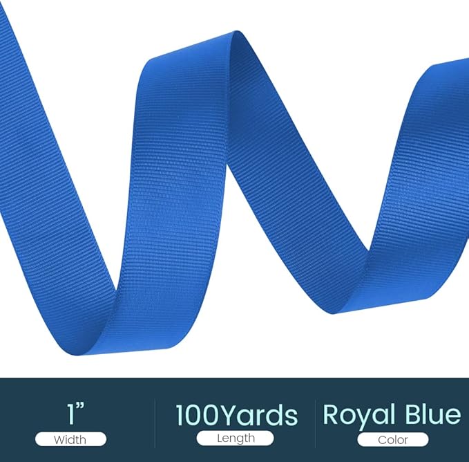 1" X 100 Yards Royal Blue Grosgrain Ribbon, Premium Grosgrain Ribbon - Image 2